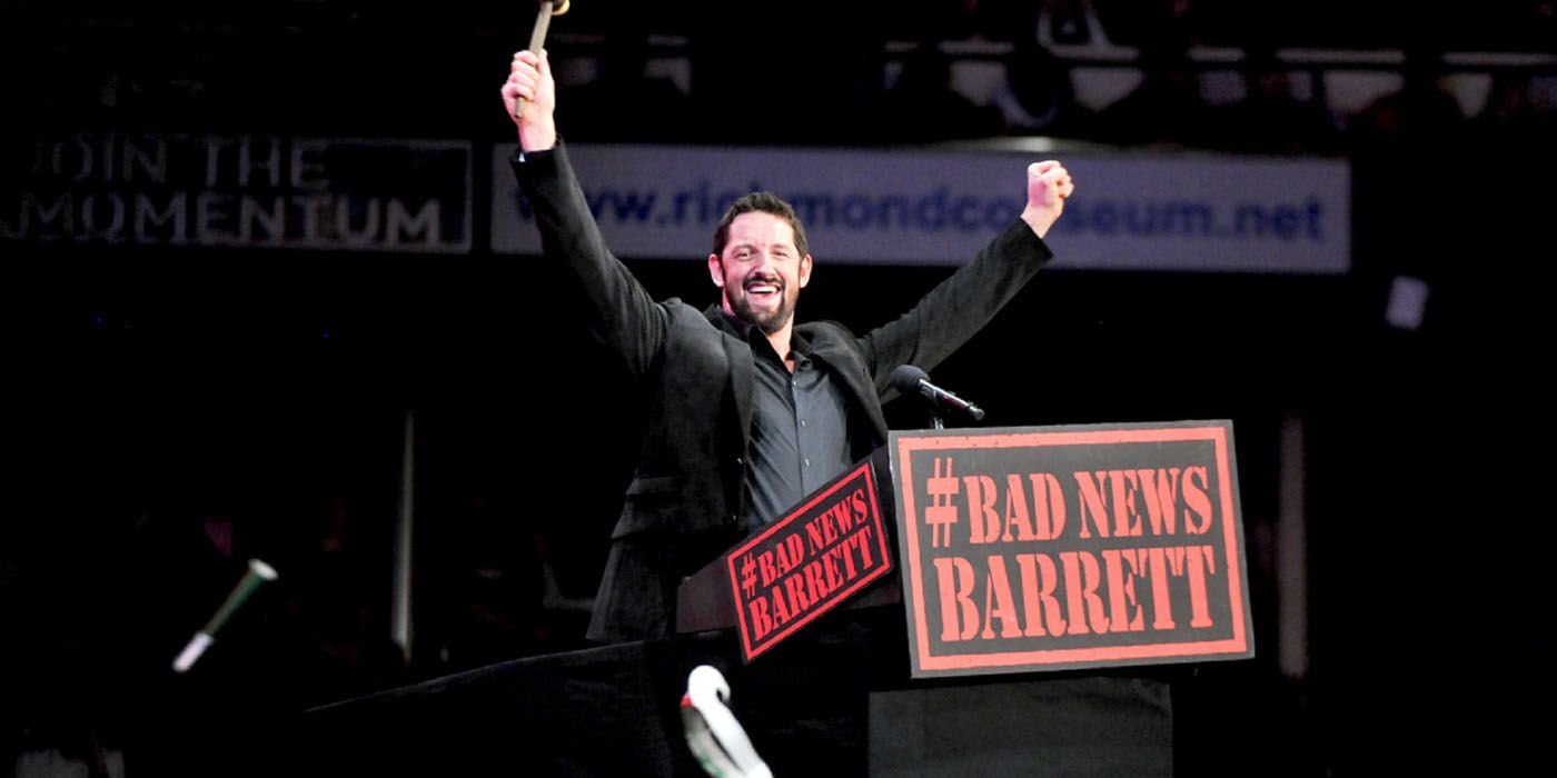 Bad News Barrett at the podium in WWE.