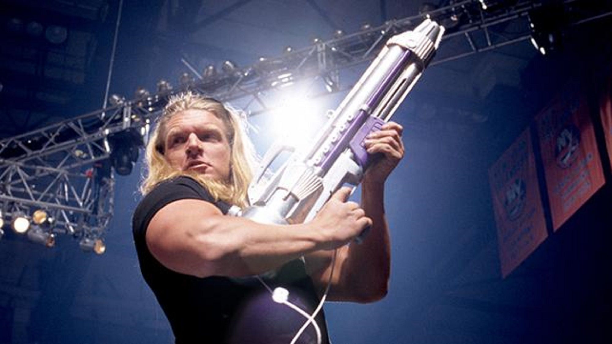 Triple H with a water gun