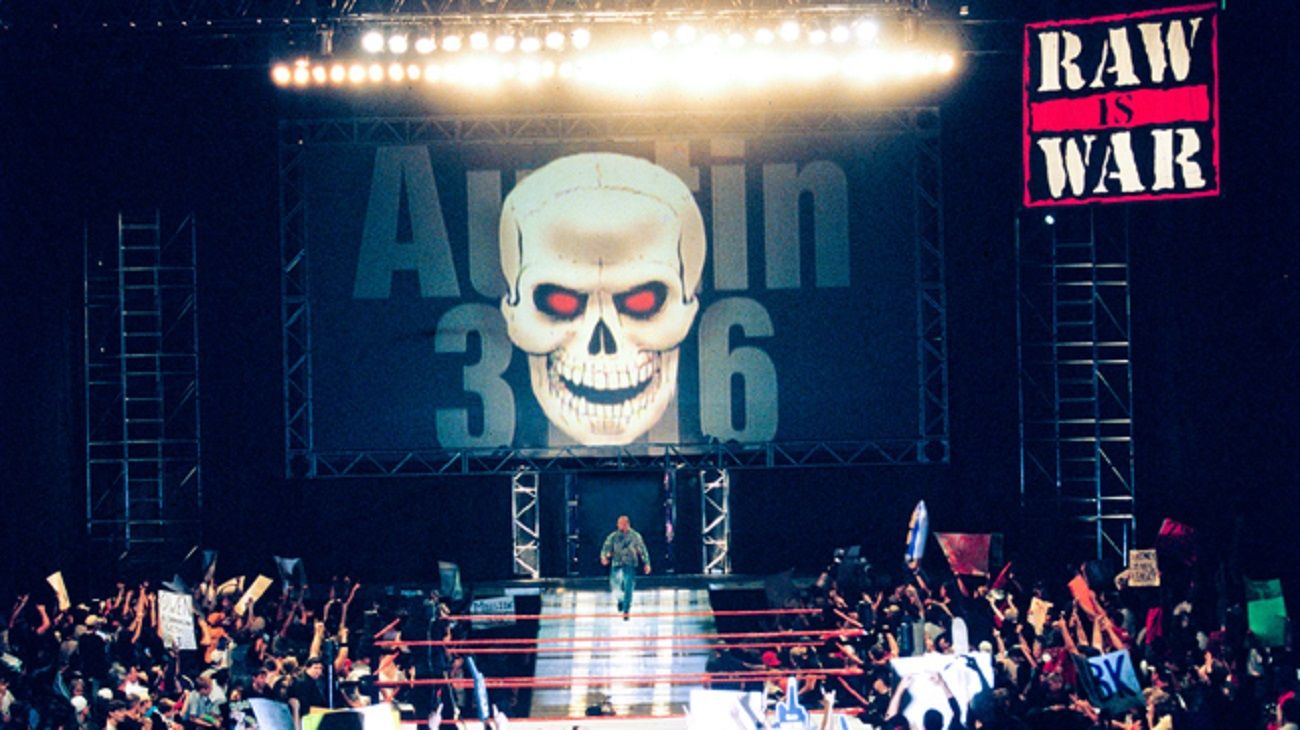 Steve Austin walking down ramp WWE Raw Is War
