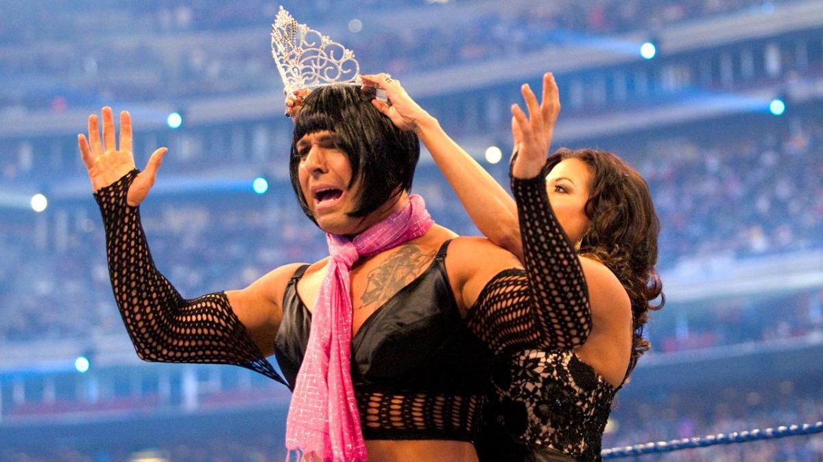Santino Marella wins the Miss WrestleMania battle royal at WrestleMania 25