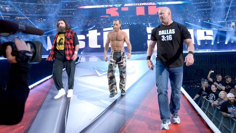 Stone Cold Steve Austin, Shawn Michaels, and Mick Foley