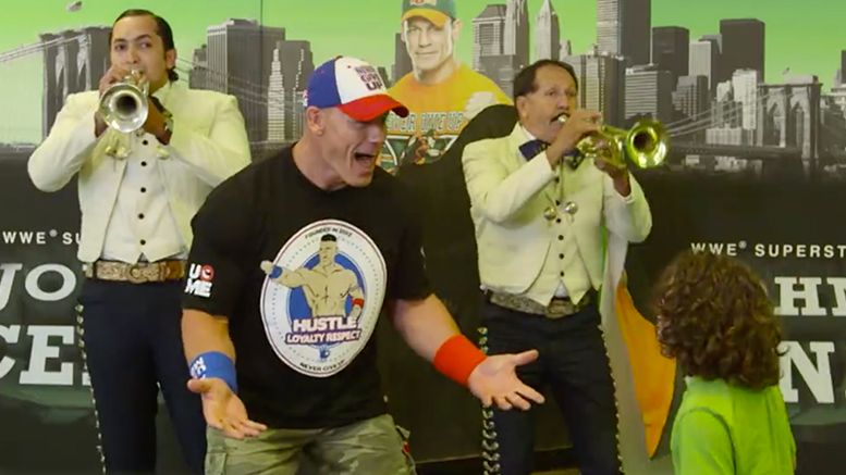 unexpected Cena super fan cricket wireless video surprise wwe wrestler wrestling