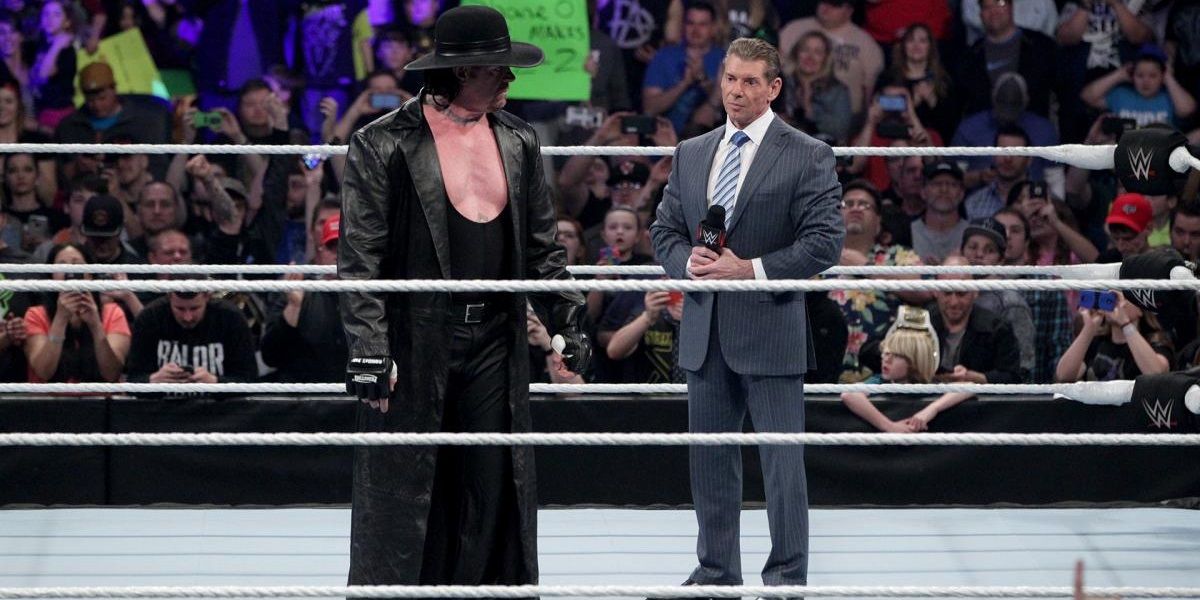 The Undertaker and Vince McMahon in the ring together 