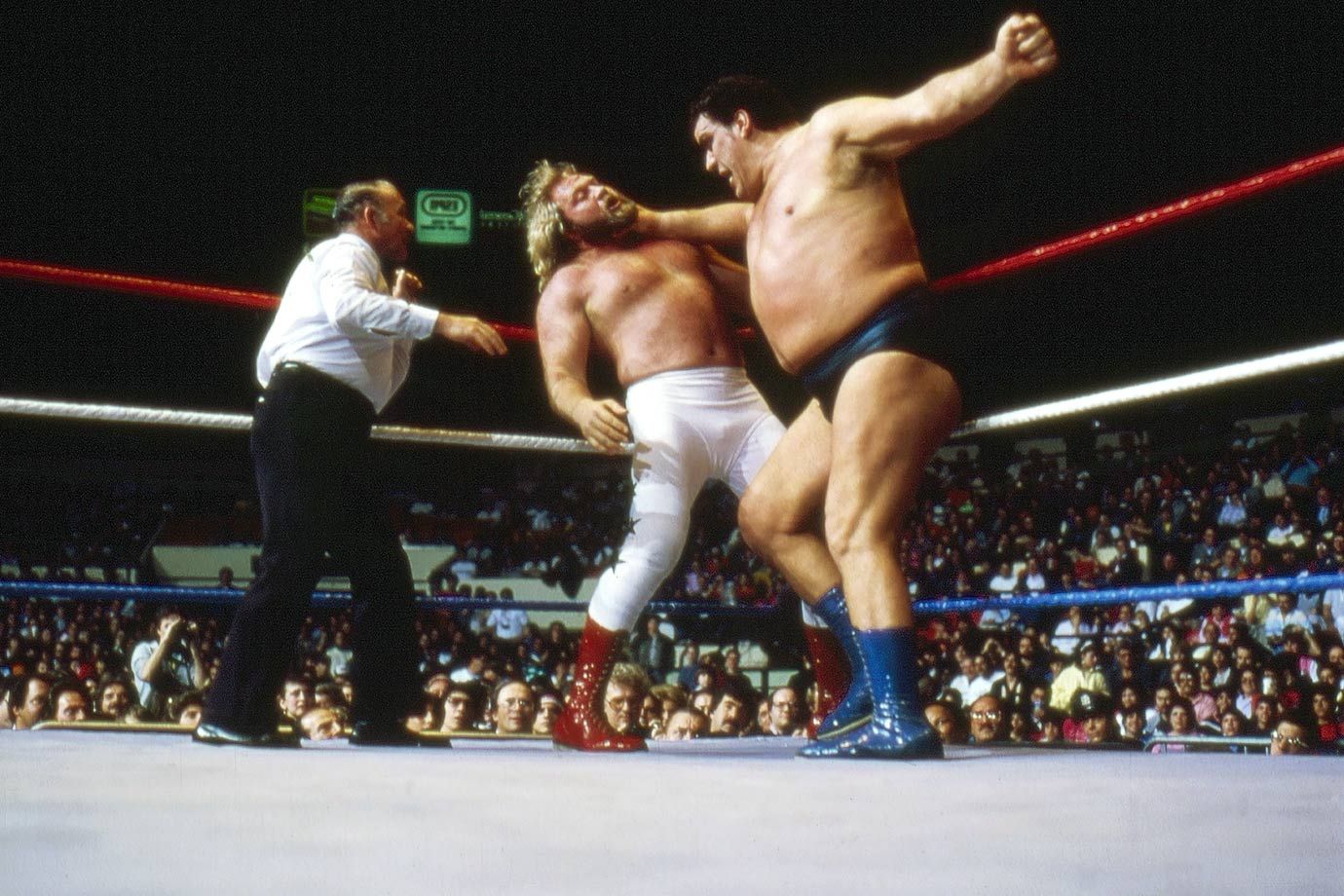Andre the Giant vs. John Studd at Wrestlemania I.