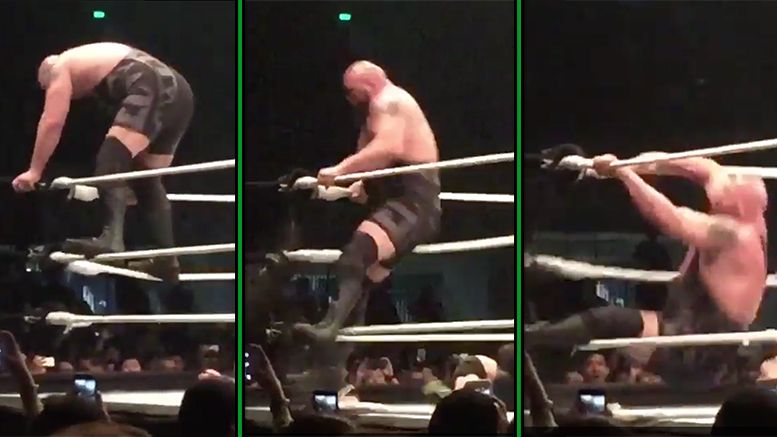 big show falls top rope middle breaks turnbuckle manila
