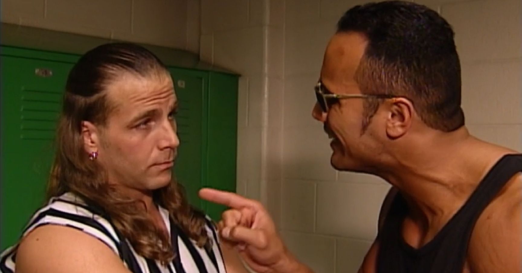 Shawn Michaels and The Rock backstage in WWE