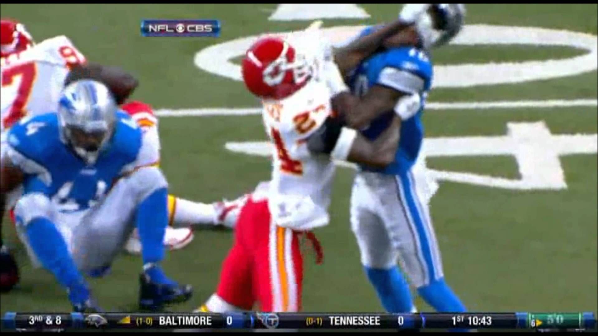 Brandon Flowers punches Titus Young in the head. 