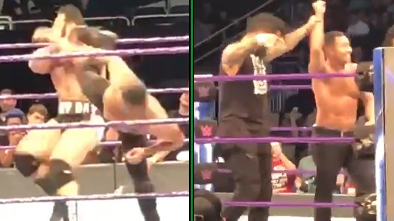 wwe referee superkick rusev danil anfibio smackdown live dark match video