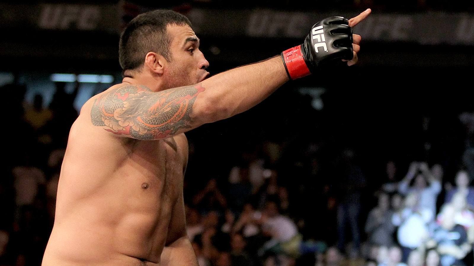 Fabricio Werdum points to the crowd after UFC win
