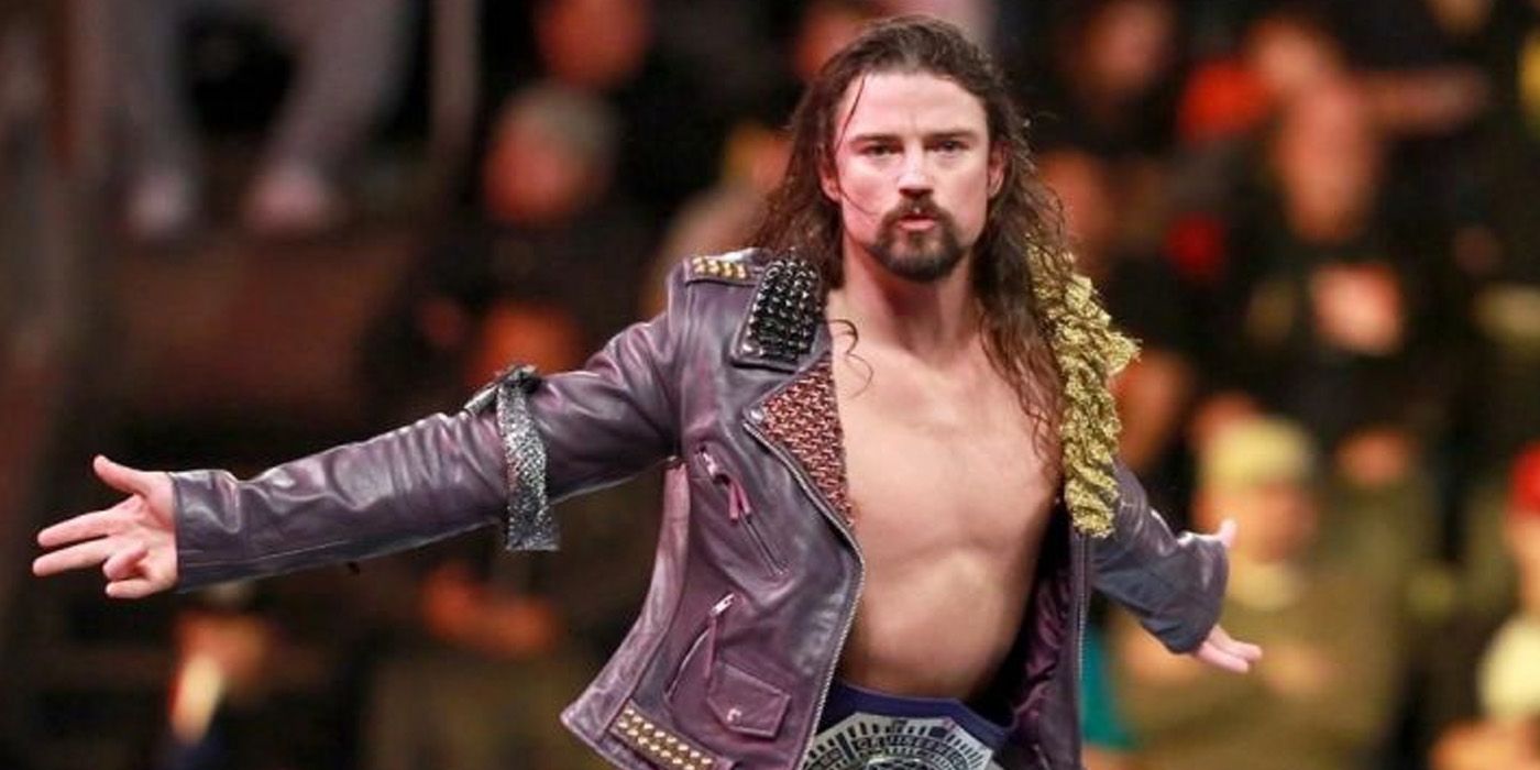 Brian Kendrick posing on the top turnbuckle