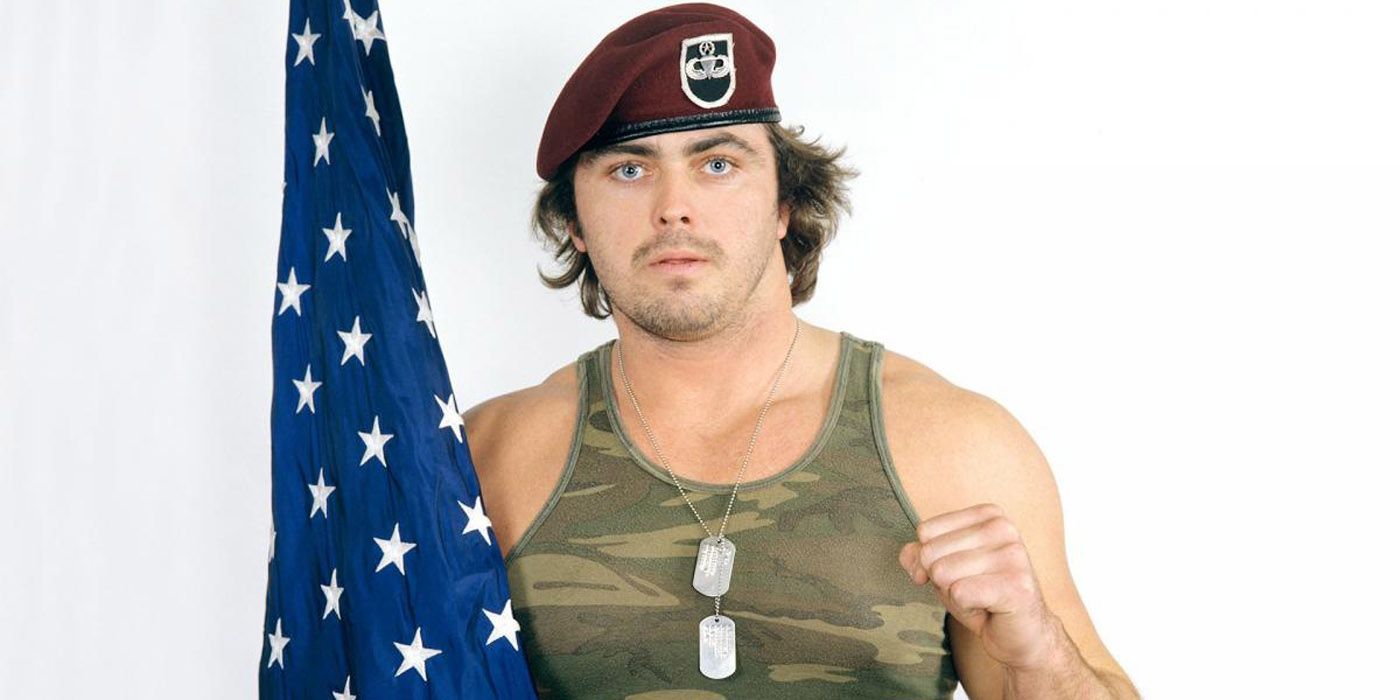 Corporal Kirchner with the American Flag in WWE.