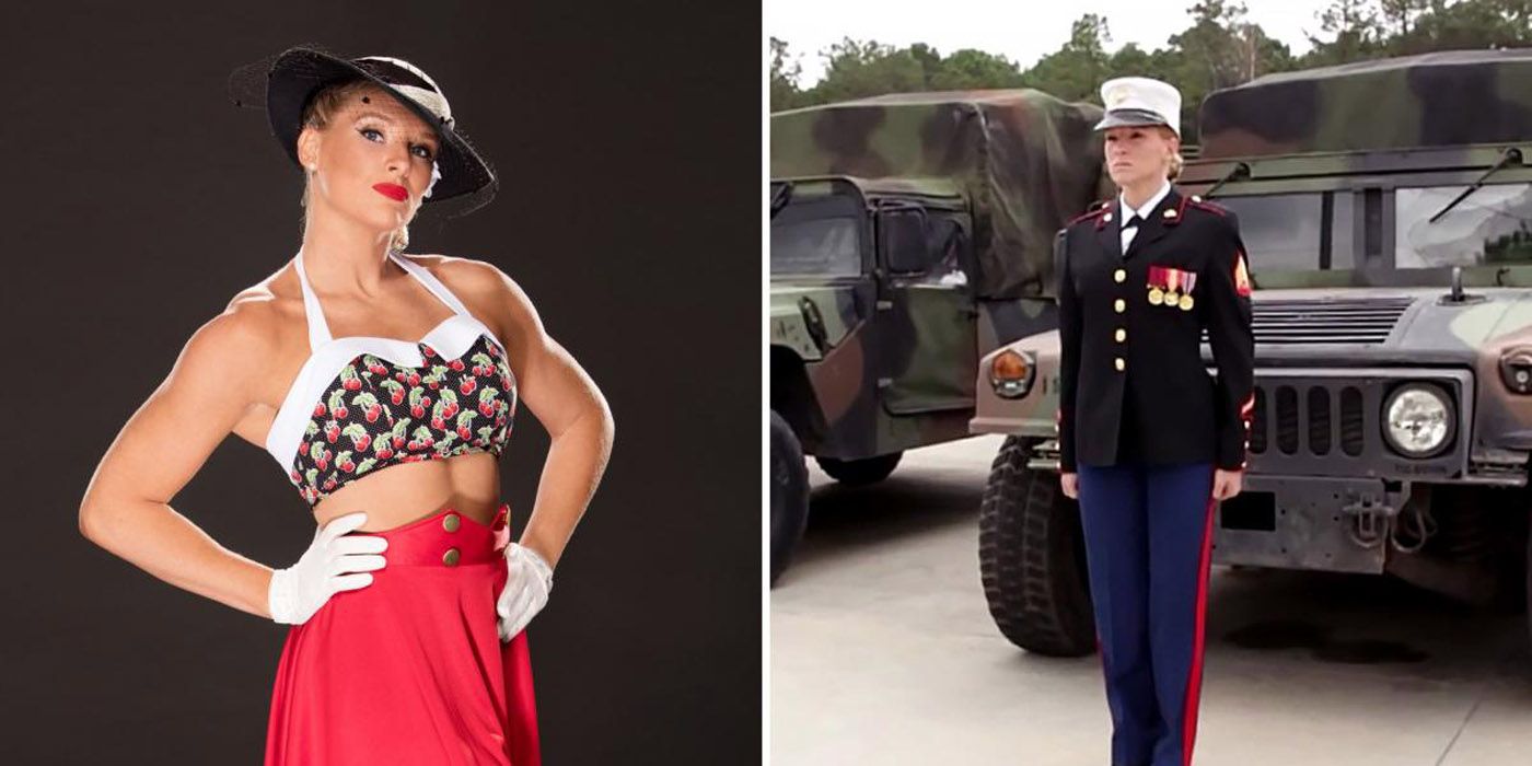 Lacey Evans in WWE and the military.