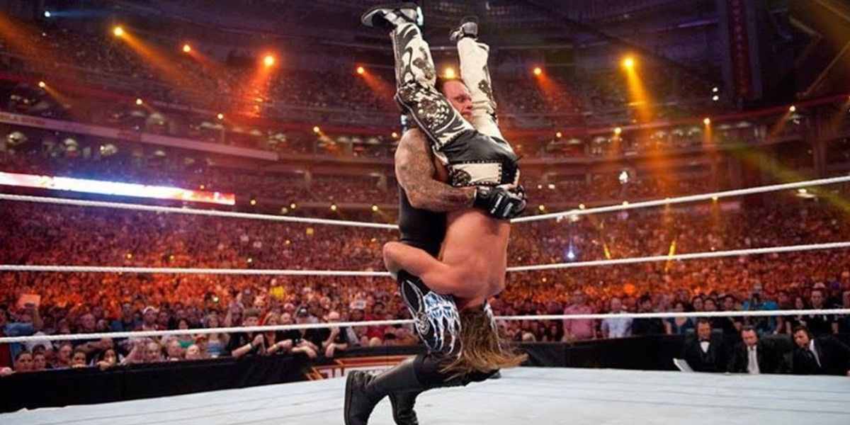 The Undertaker hits the Tombstone Piledriver on Shawn Michaels