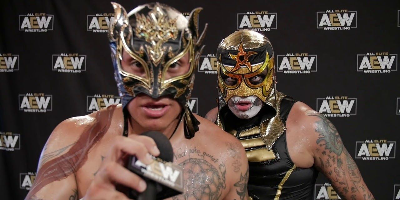 The Lucha Bros cutting a promo in AEW.