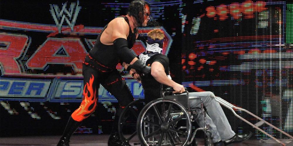 Kane With Zack Ryder In Wheelchair
