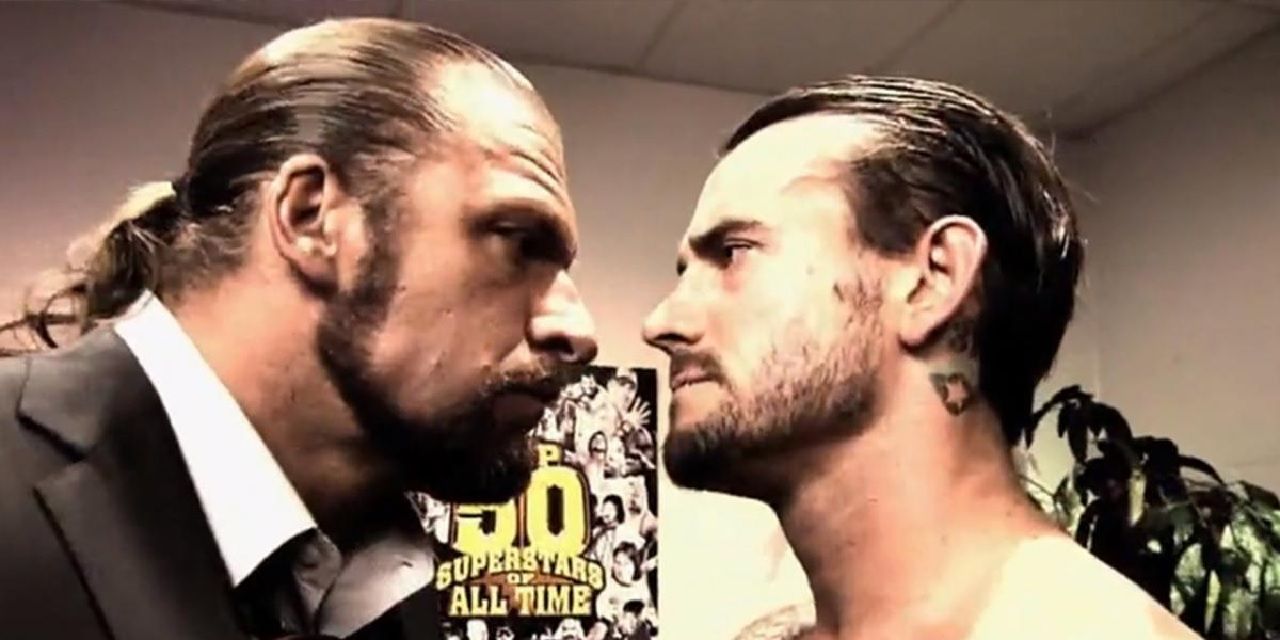 CM Punk and Triple H confront each other backstage
