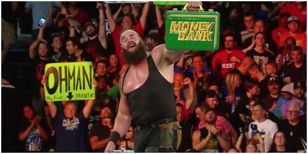 Braun Strowman celebrating after becoming Mr. Money in the Bank