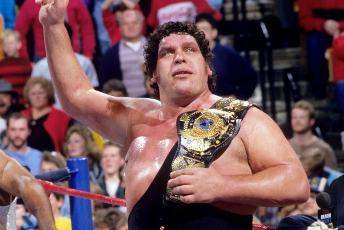 Andre the Giant with the WWE title