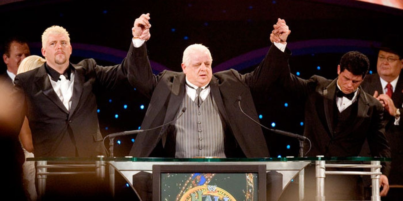 Dusty Rhodes With Dustin And Cody At The Hall Of Fame