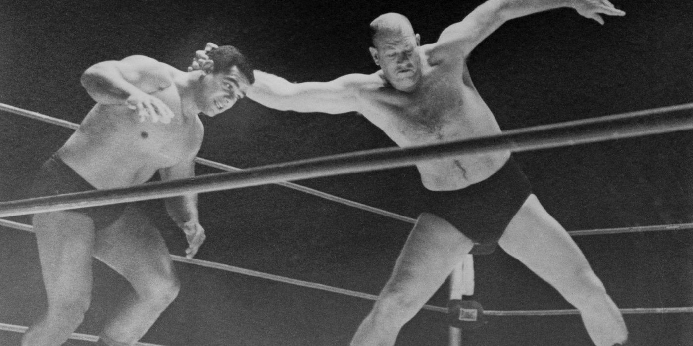 Fritz Von Erich in a wrestling match.