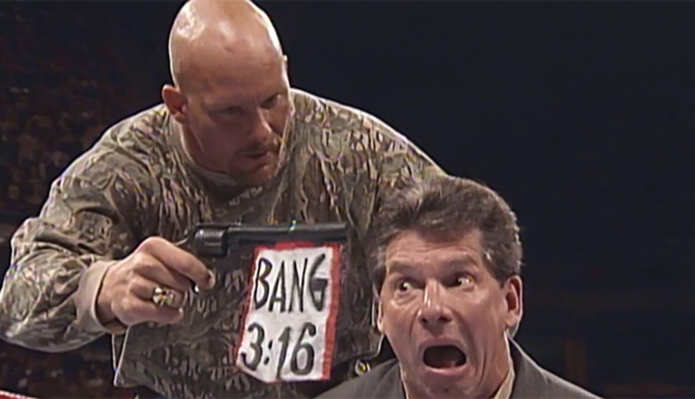 Steve Austin, Vince McMahon, and the BANG flag gun