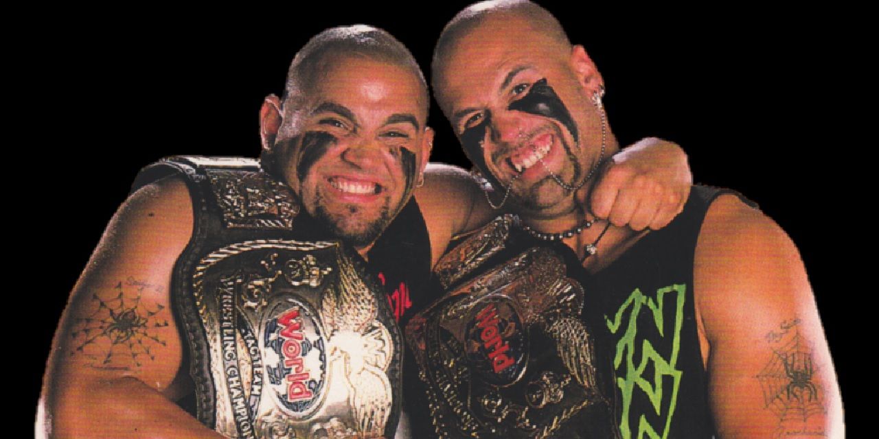 headbangers with their WWE tag team belts