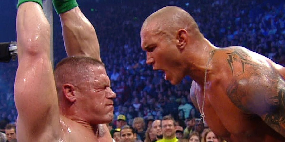 Randy Orton screams at John Cena 