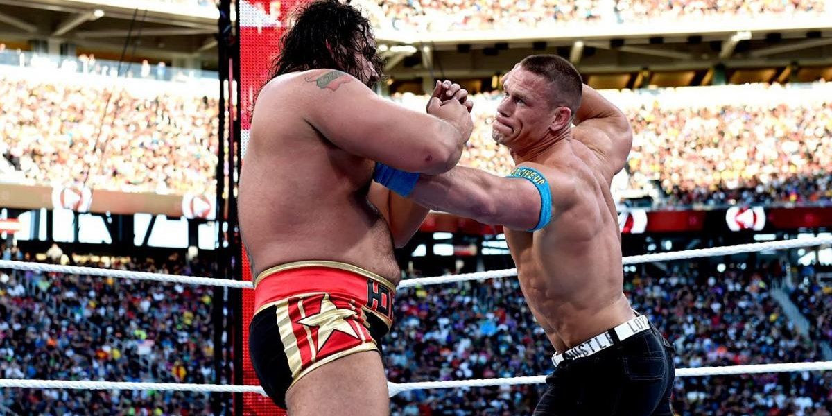 Rusev vs John Cena (WrestleMania 31) Cropped