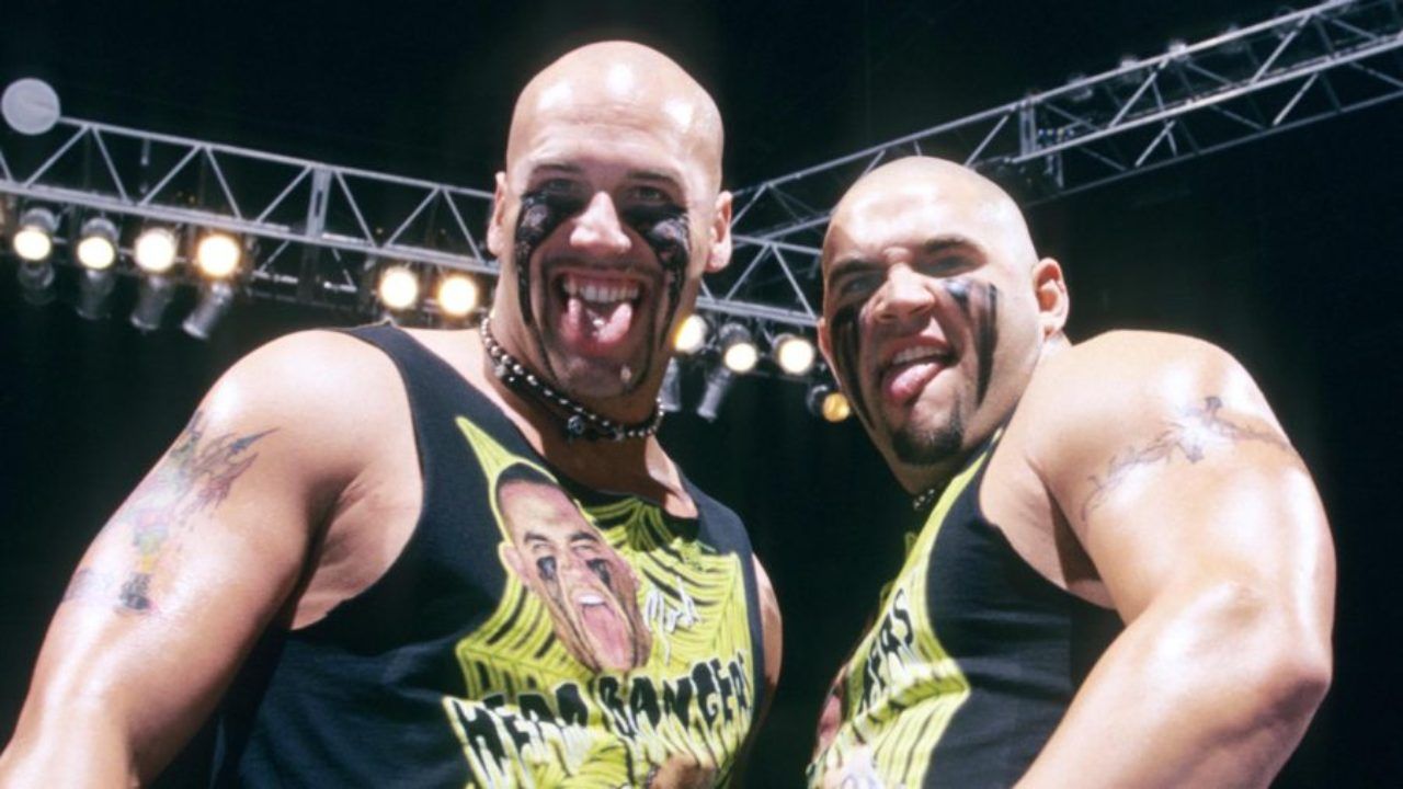 Mosh and Thrasher, The Headbangers, stick out their tongues