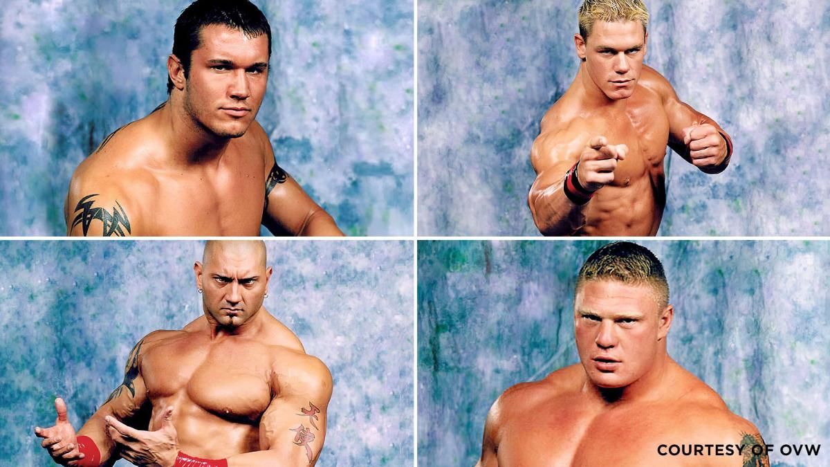 OVW stars: Randy Orton, Batista, John Cena, and Brock Lesnar
