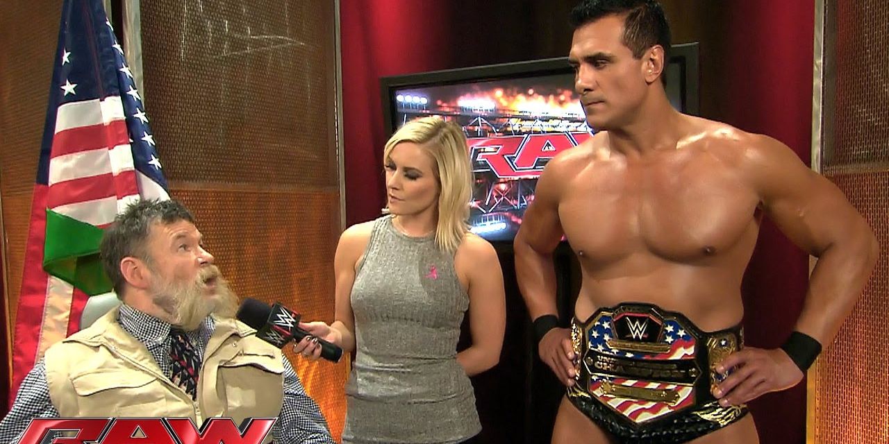 Alberto Del Rio and Zeb Colter talking to Renee Young backstage