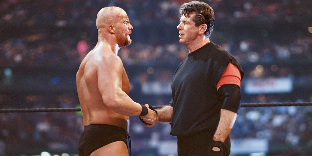 Steve Austin and Vince McMahon handshake
