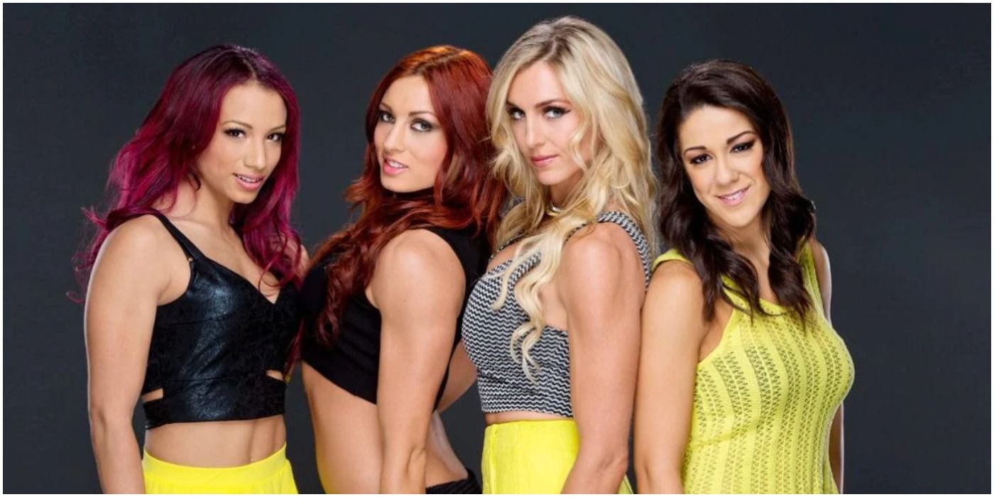 Image of Sasha Banks, Becky Lynch, Charlotte, and Bayley In Their NXT Days