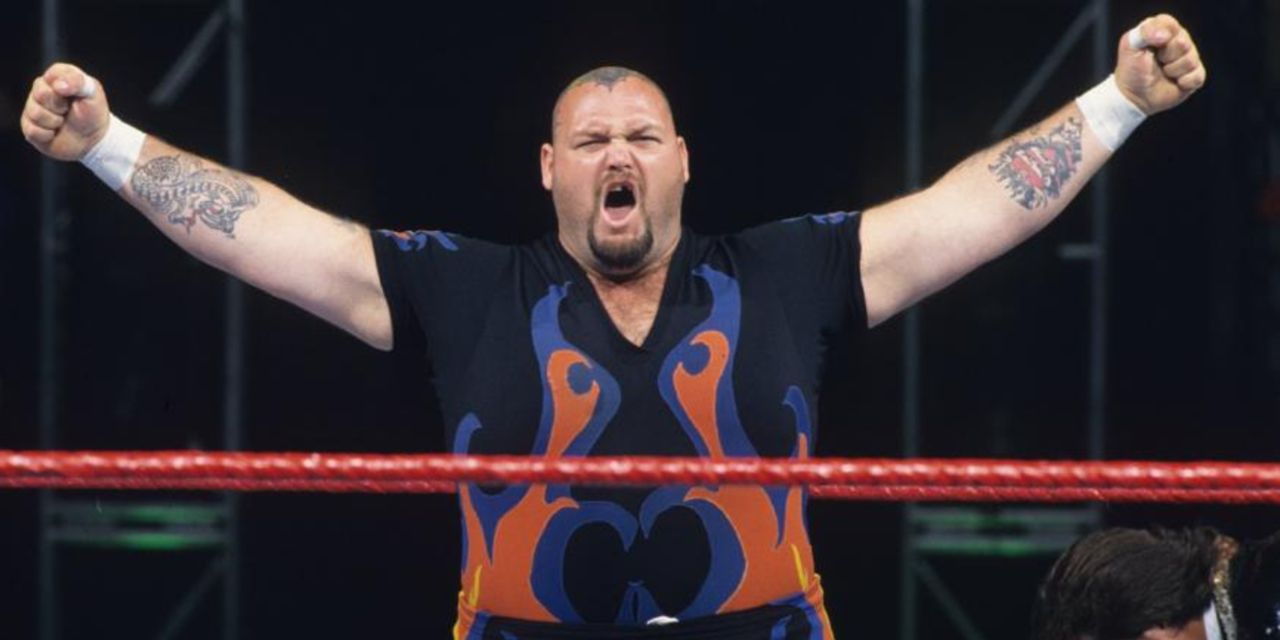Bam Bam Bigelow posing in the middle of the ring