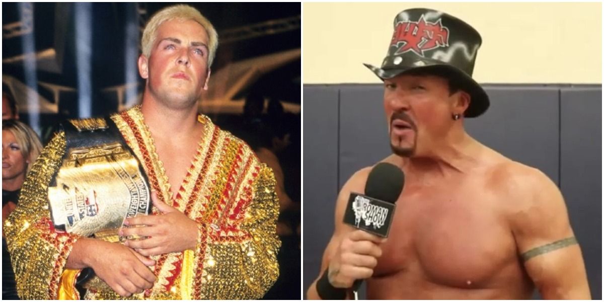David Flair with championship and Buff Bagwell with mic and hat 