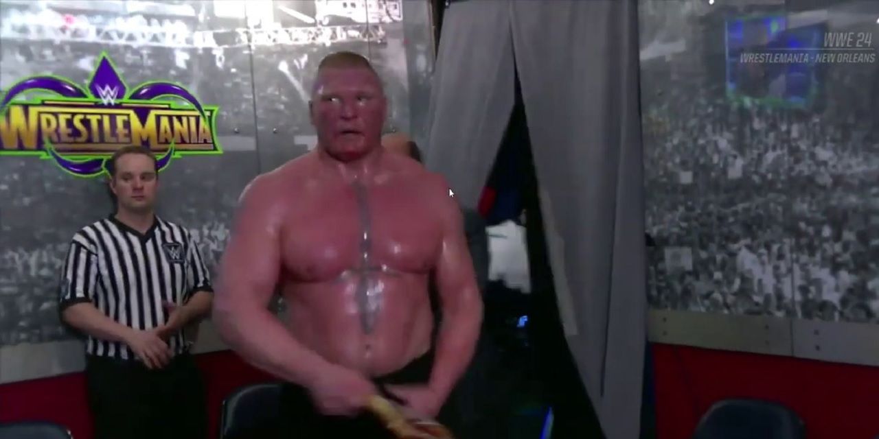 Brock Lesnar backstage at WrestleMania 34