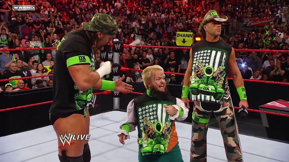 Shawn Michaels, Triple H, and Hornswoggle in DX