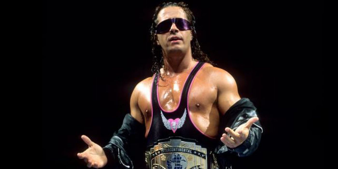 Bret Hart with the WWE Intercontinental Championship