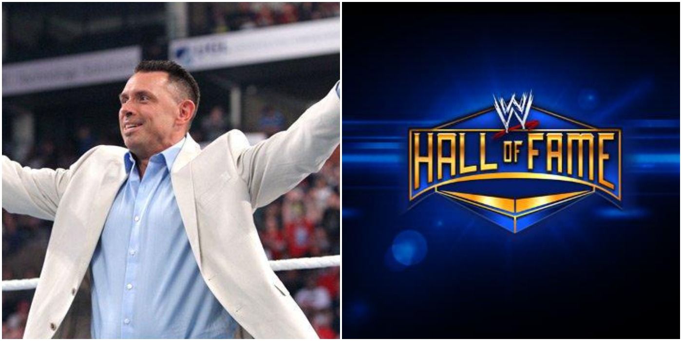 Michael Cole and WWE Hall of Fame photos together