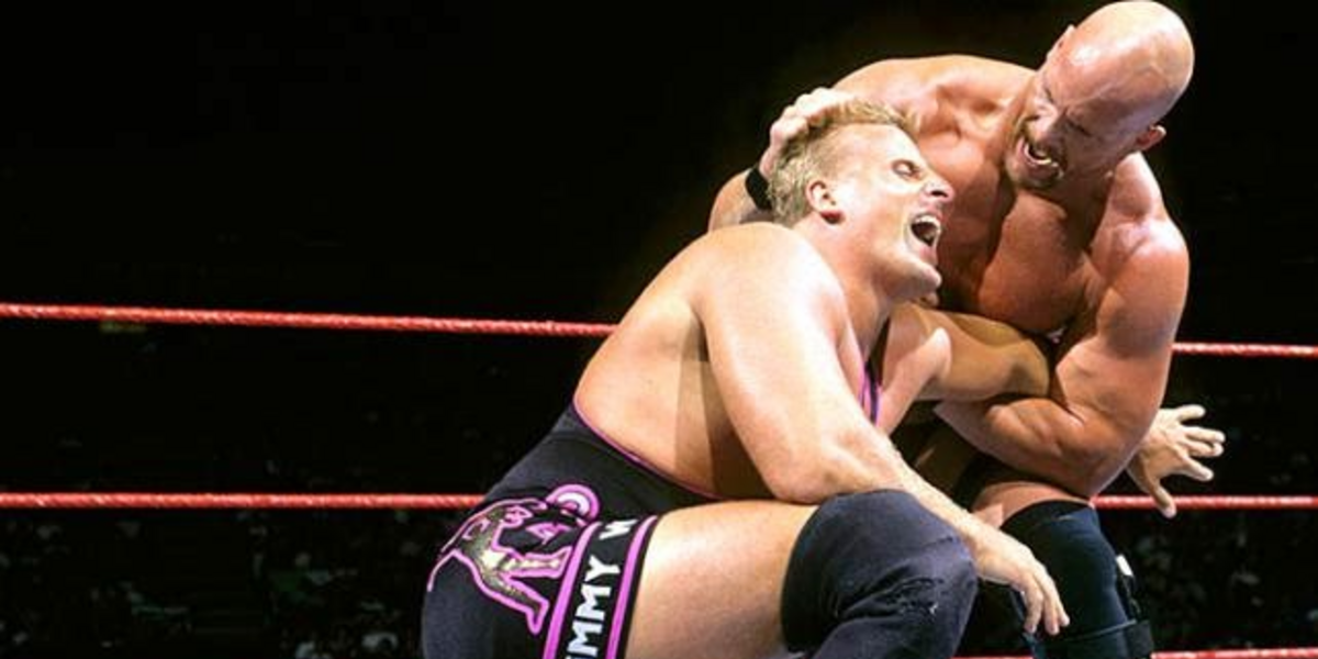 Stone Cold pulls Owen Hart's hair