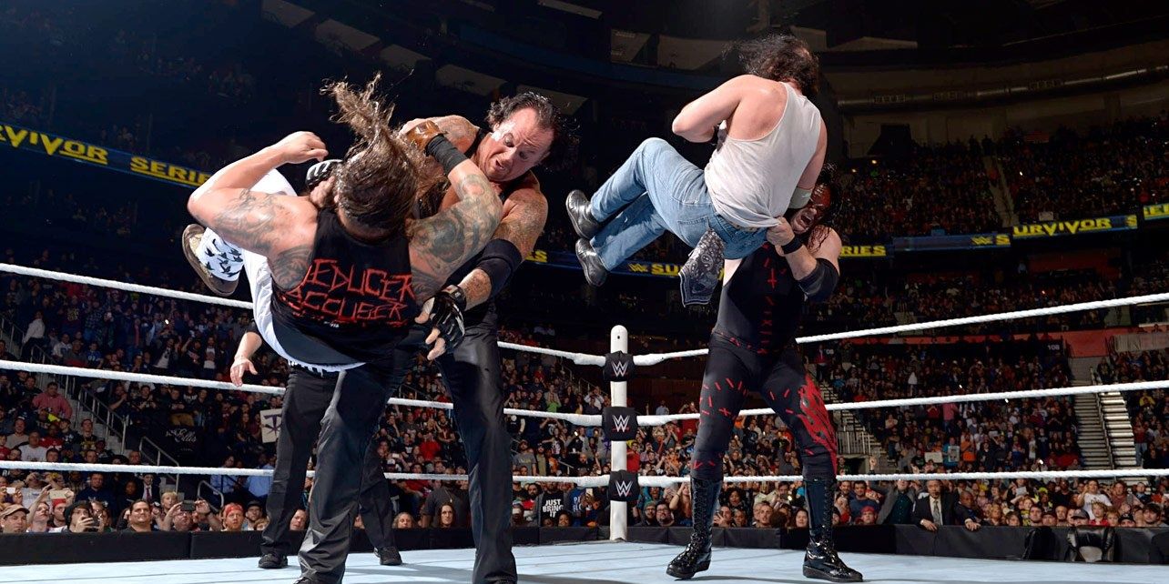 Undertaker and Kane v Wyatts Survivor Series 2015 Cropped