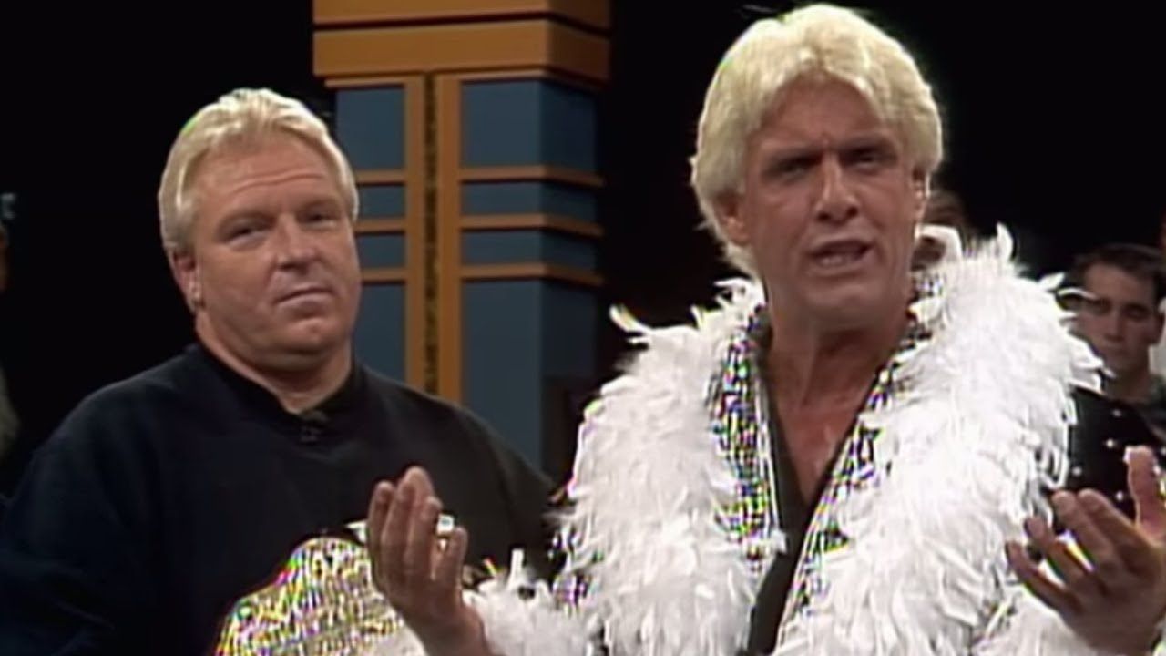 WWE Ric Flair With Bobby Heenan And The World Championship During A Program Segment
