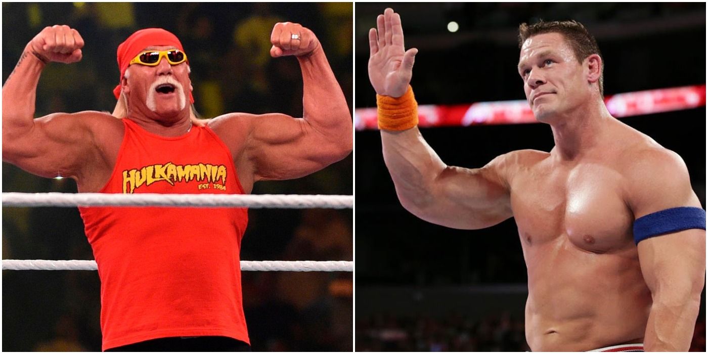 Hulk Hogan Flexing In The Ring &amp; John Cena Waving 