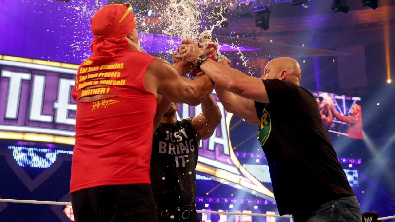 The Rock, Hulk Hogan ir Stone Cold Steve'as Austinas