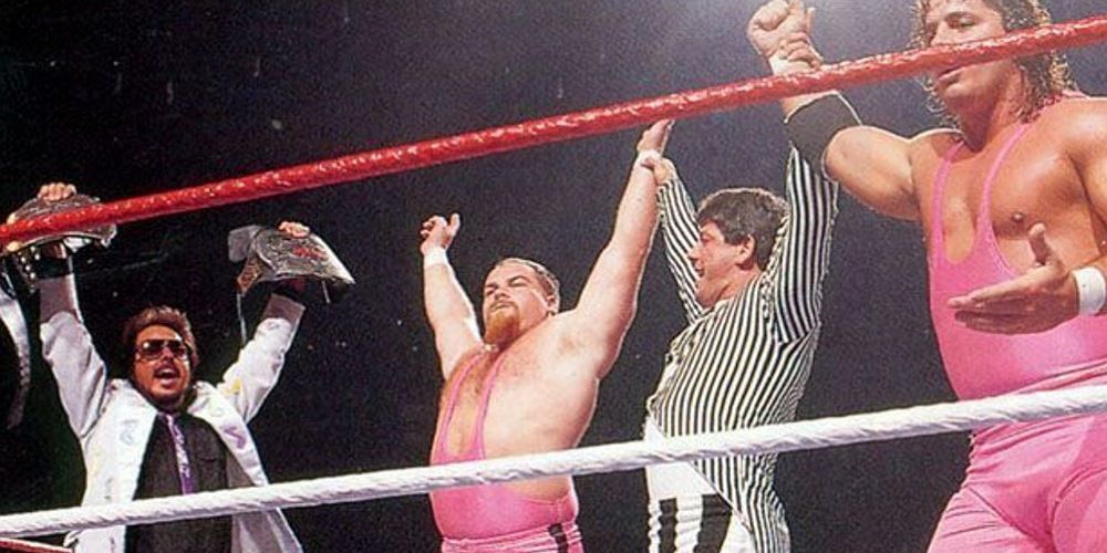 Danny Davis celebrating a win with The Hart Foundation