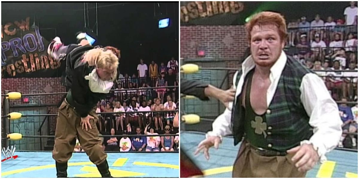 A collage of The Leprechaun in WCW.