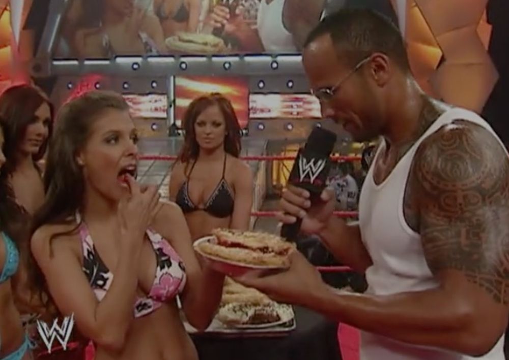 The Rock hosts a pie eating contest