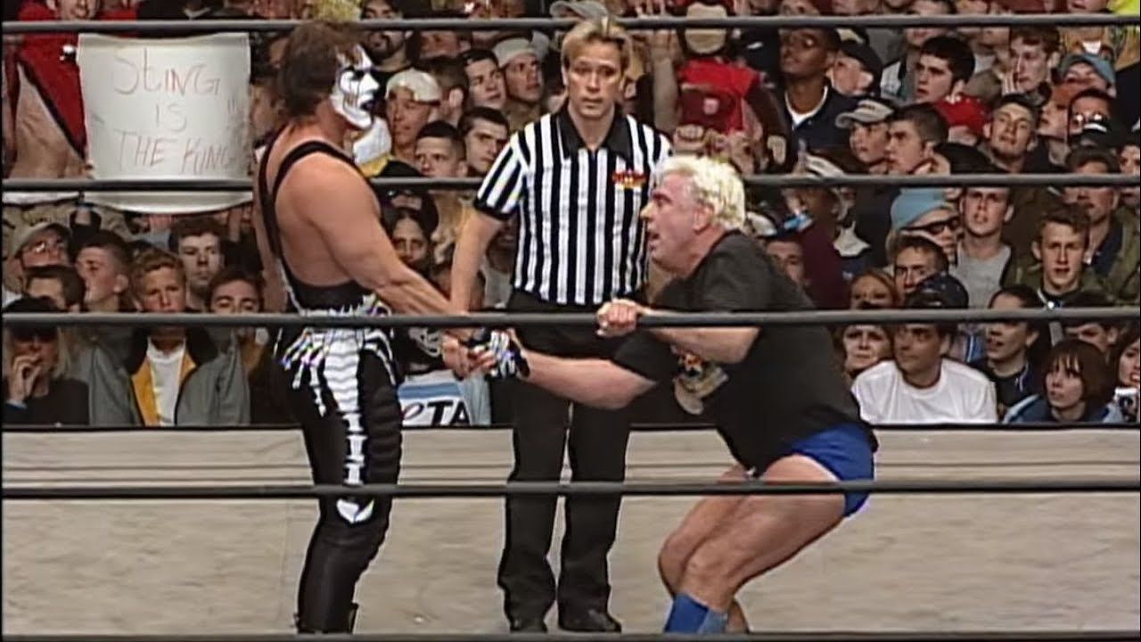 Sting vs. Ric Flair on the final episode of WCW Monday Nitro