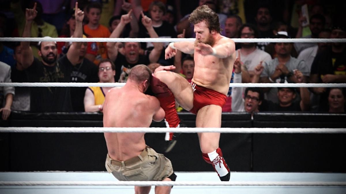 WWE Daniel Bryan Delivering A Running Knee To John Cena