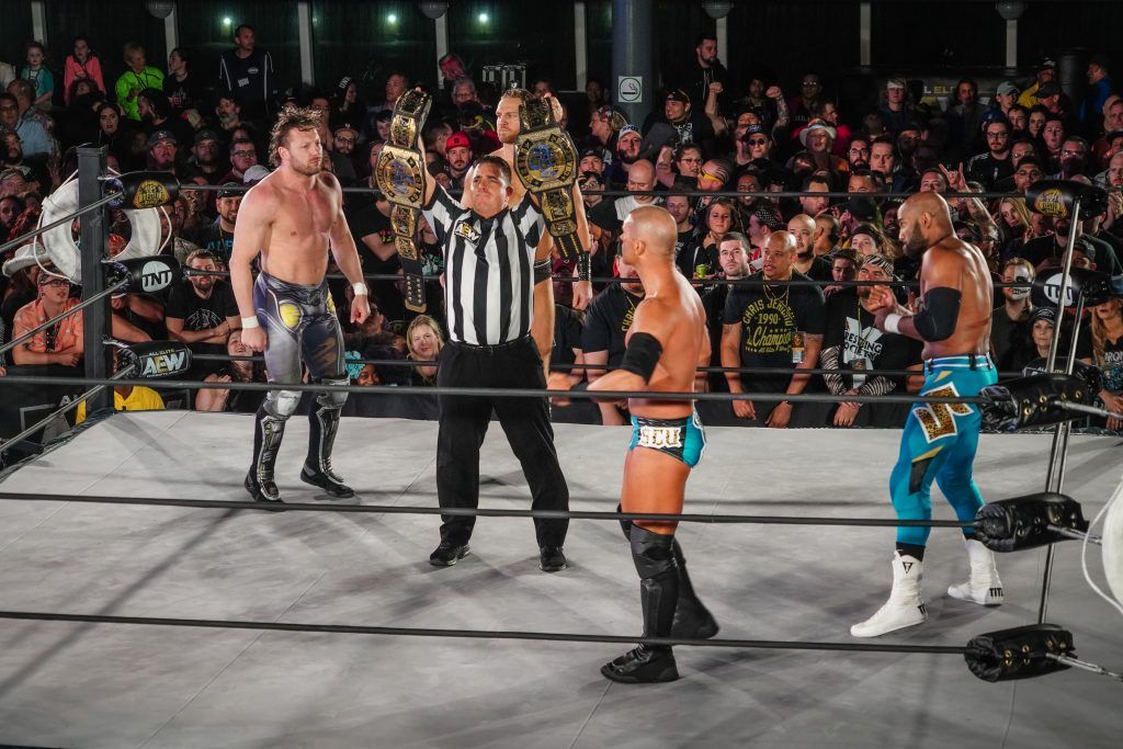 AEW Kenny Omege And Hangman Page Getting Ready To Face Frankie Kazarian And Scorpio Sky For The Tag Titles